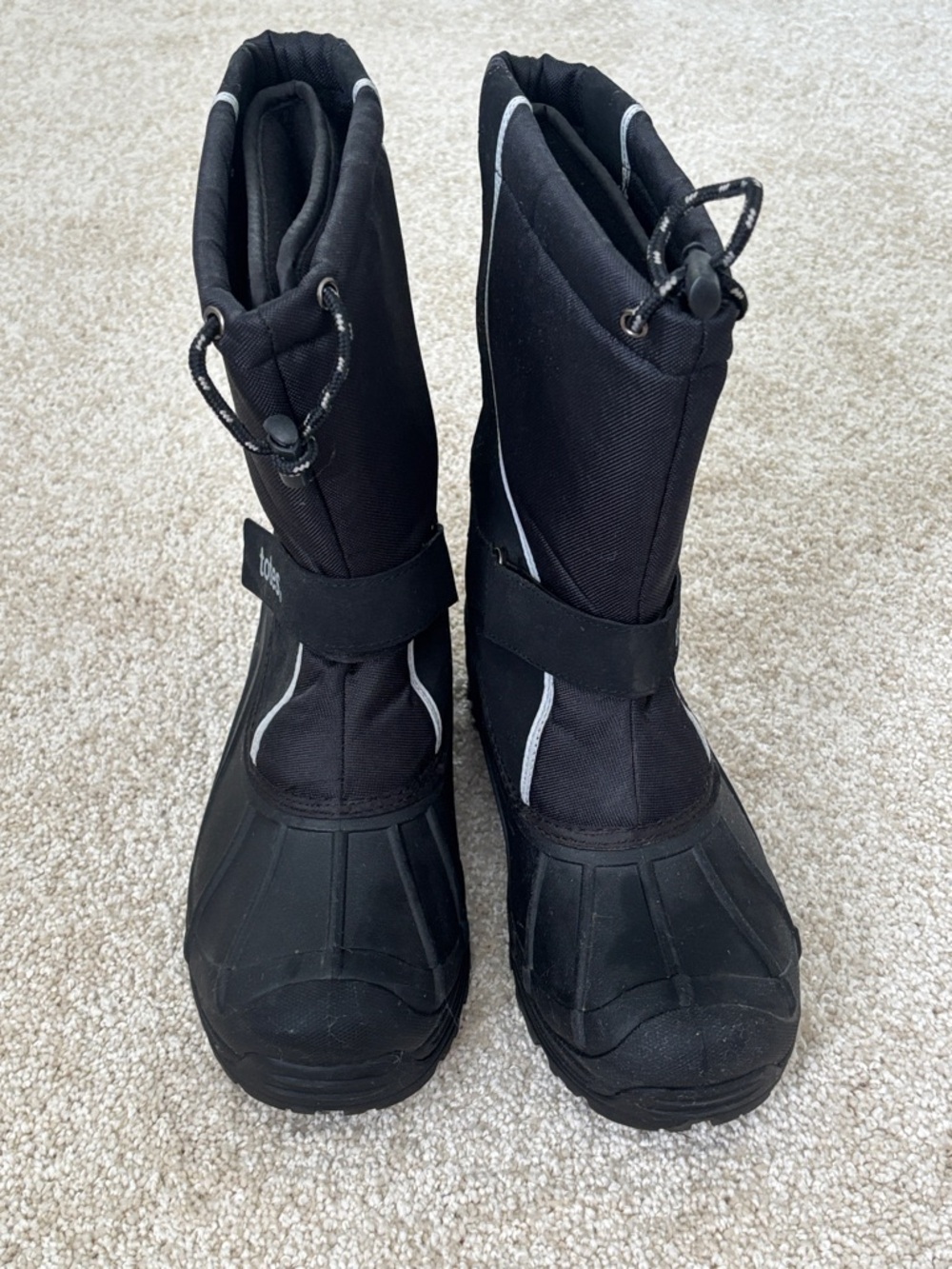Black Waterproof Winter Boots with Reflective Trim